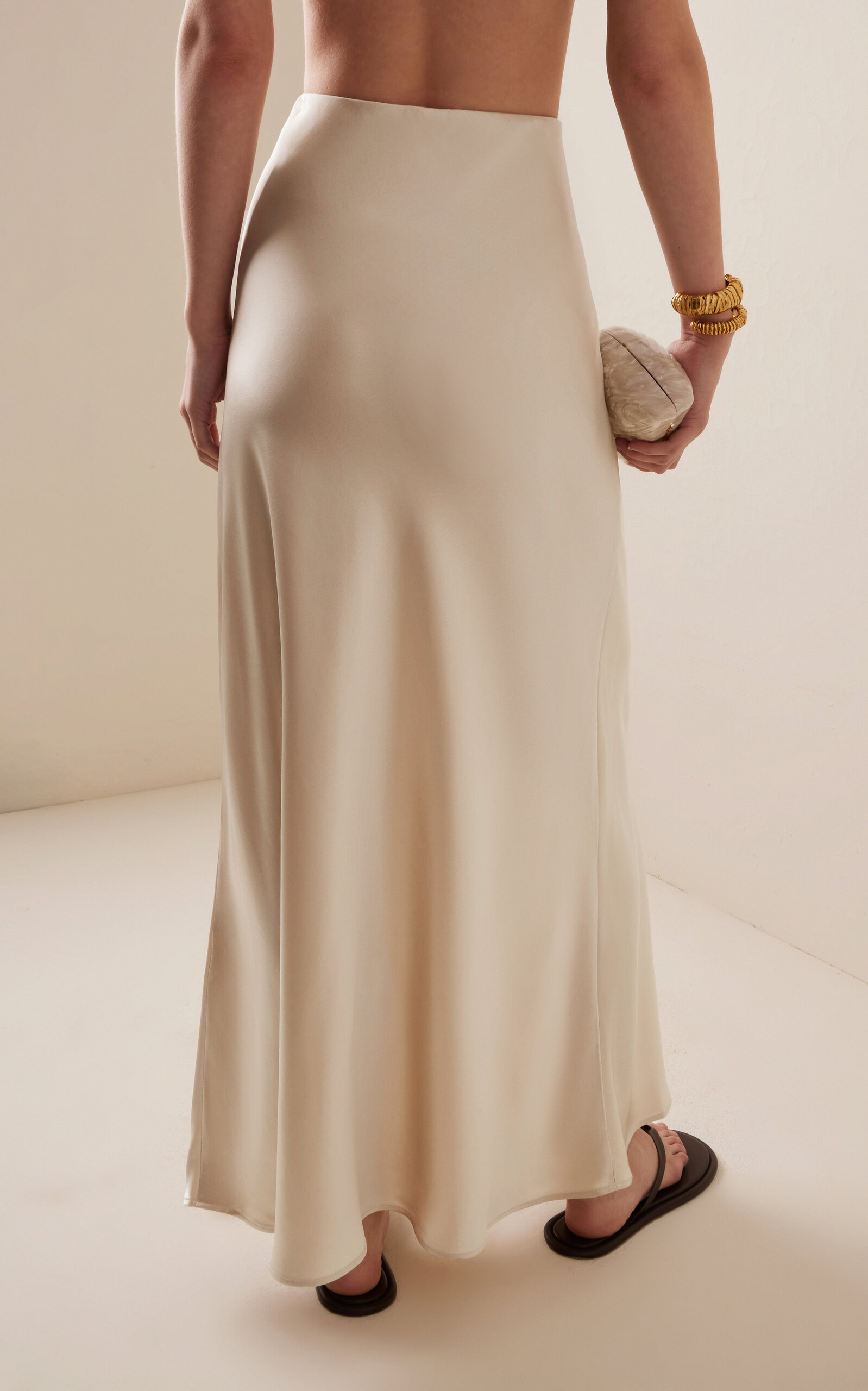 Exclusive Barbara Satin Maxi Skirt ivory - 5
