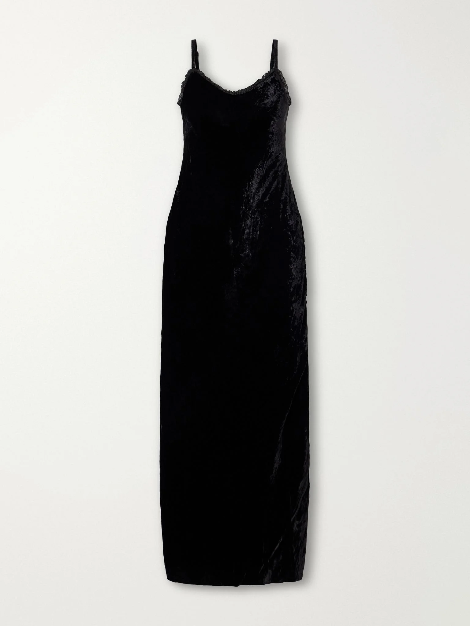 Athens tulle-trimmed velvet maxi dress Black - 1