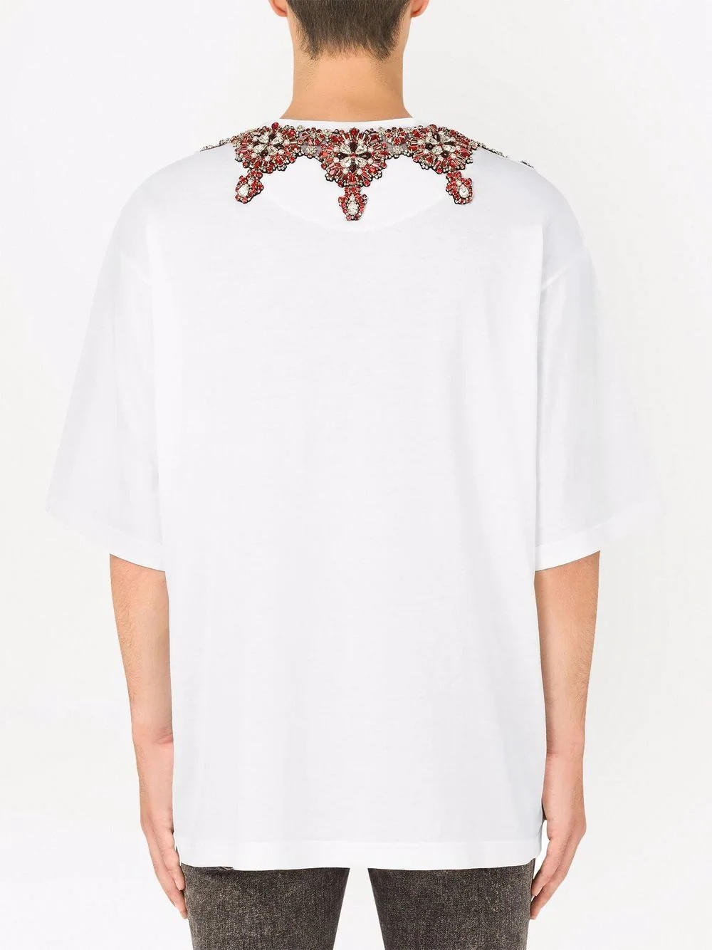 rhinestone-embellished logo-patch T-shirt - 4