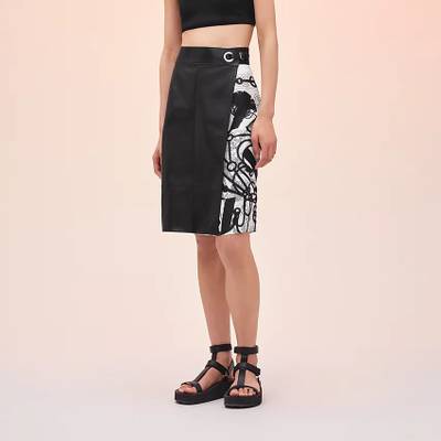 Hermès "Cliquetis Tattoo Aquarelle" mixed materials leather skirt outlook