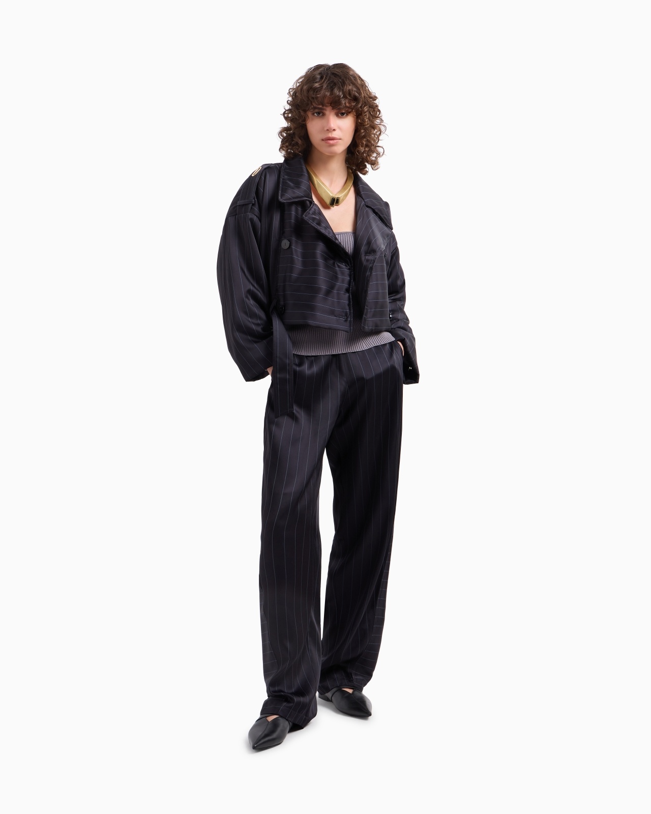 DAWN TO DUSK PINSTRIPED ACETATE-BLEND TROUSERS - 2