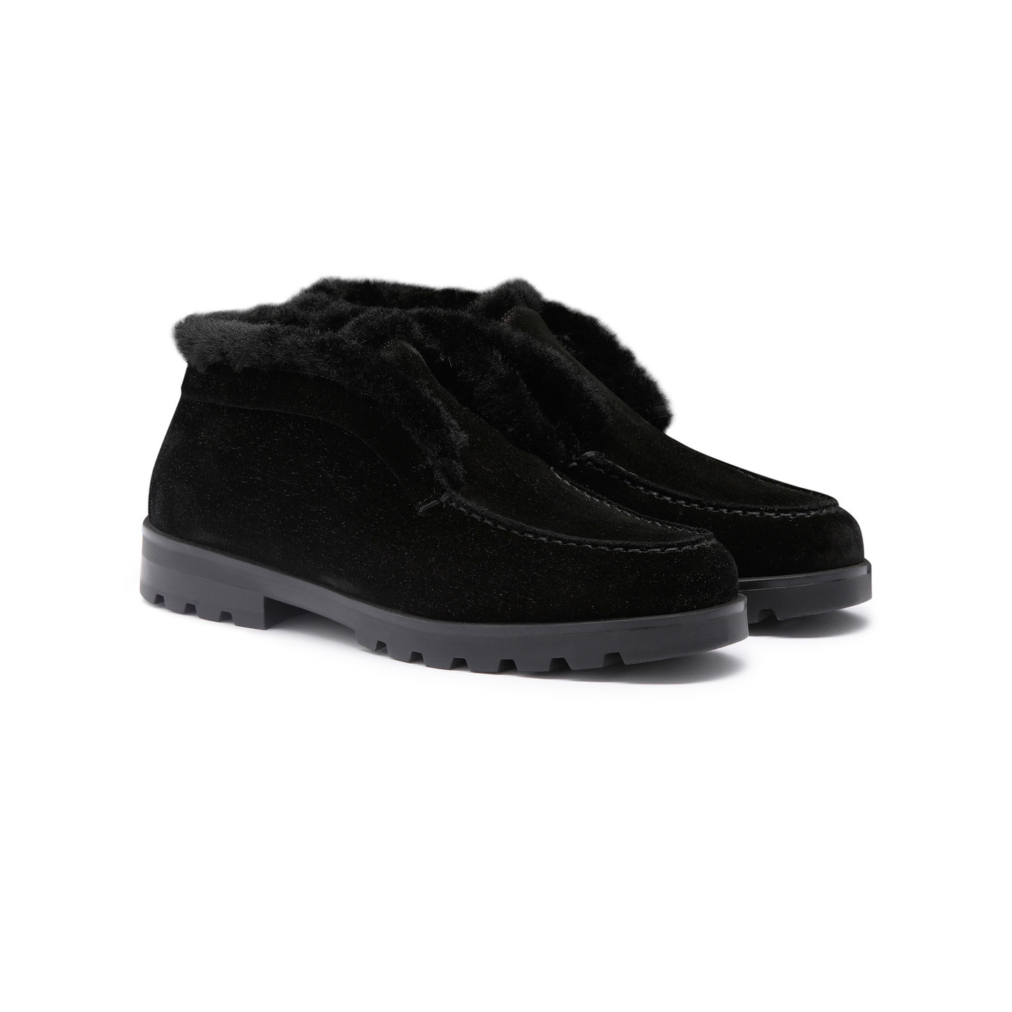 Women’s black suede desert boot with fur - 2