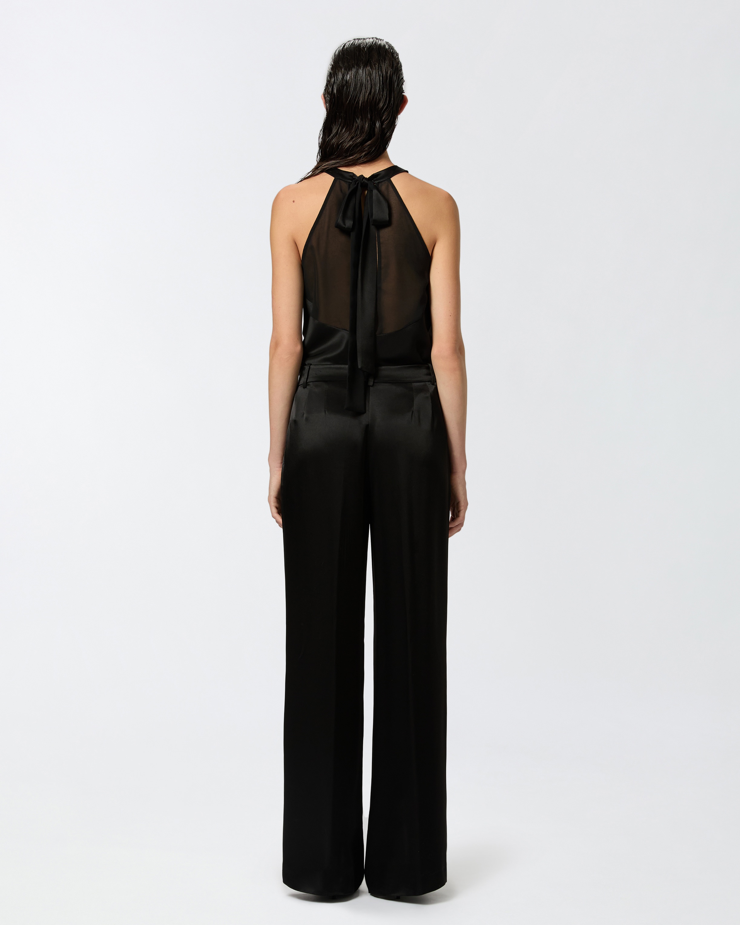 SATIN AND GEORGETTE TOP WITH BOW - 5