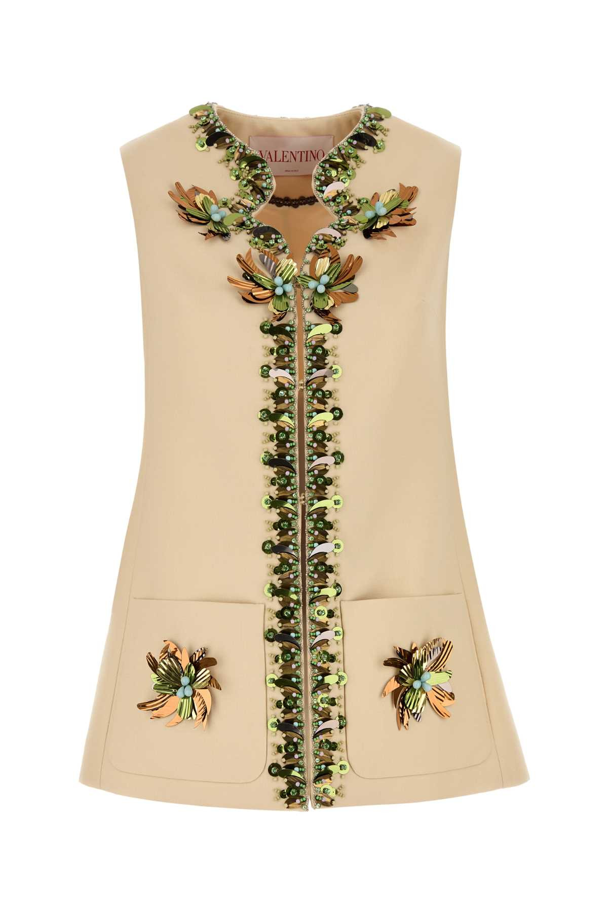 Valentino Garavani Women Cream Wool Blend Vest - 1