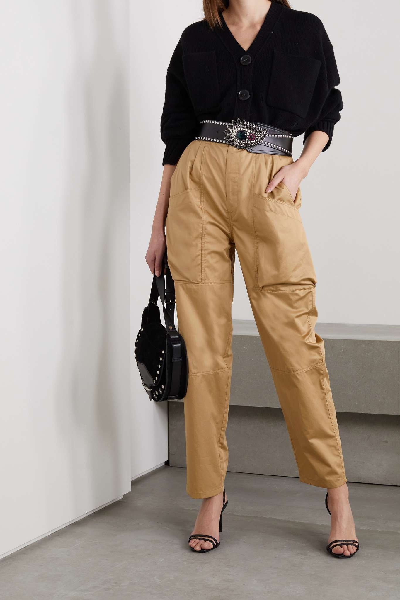 Ferima paneled coated-cotton tapered pants - 2