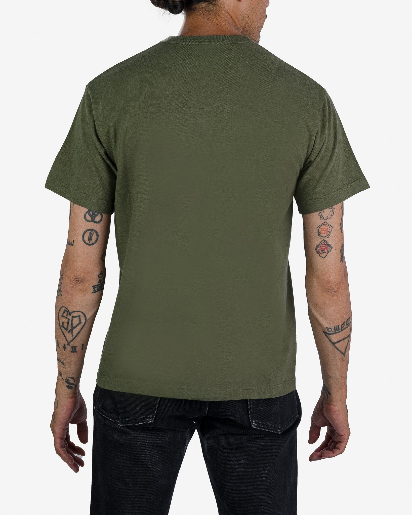 IHT-1610L-OLV 6.5oz Loopwheel Crew Neck T-Shirt with longer body - Olive - 3