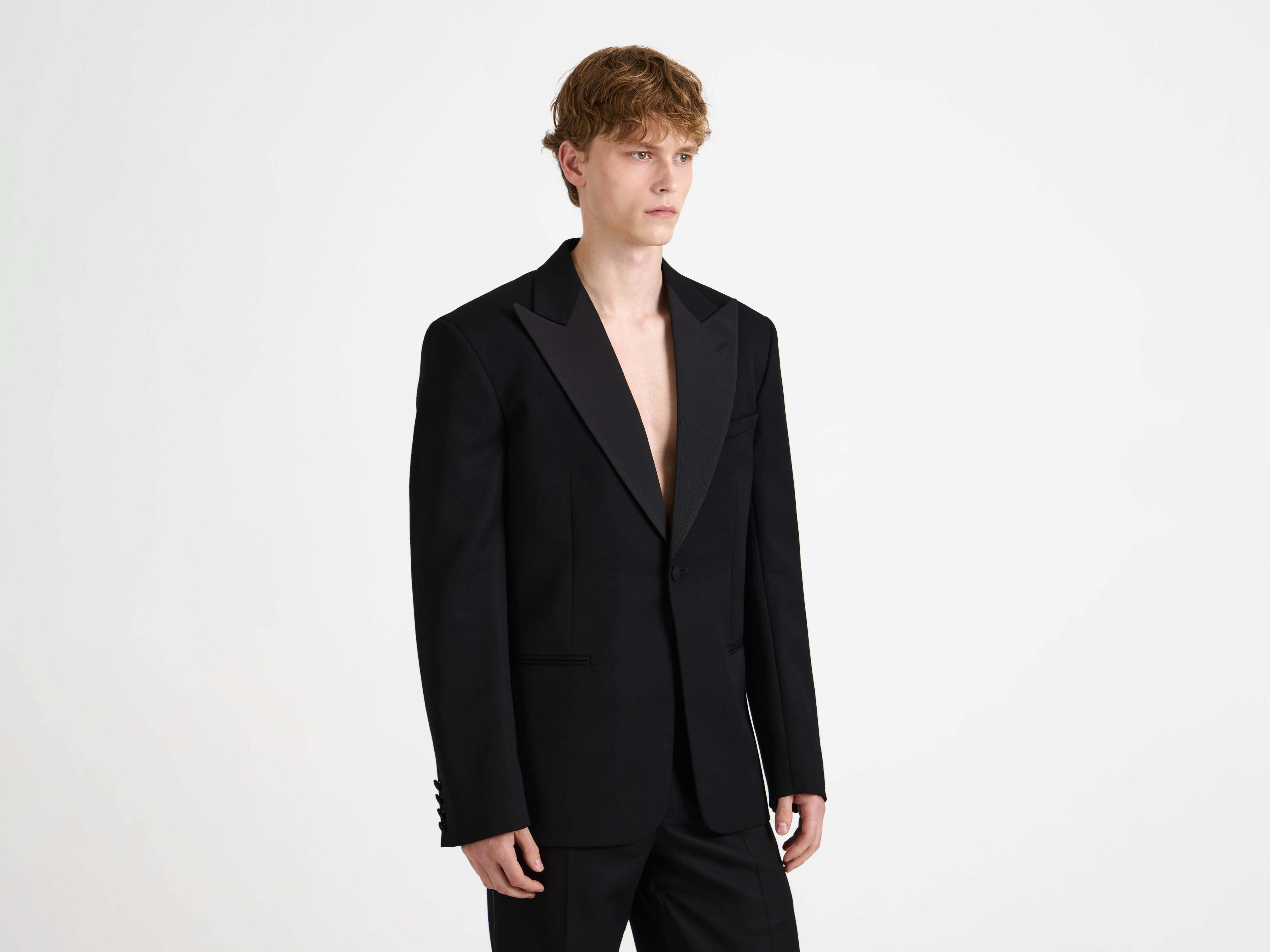 MENS FITTED TUXEDO JACKET IN BLACK - 4