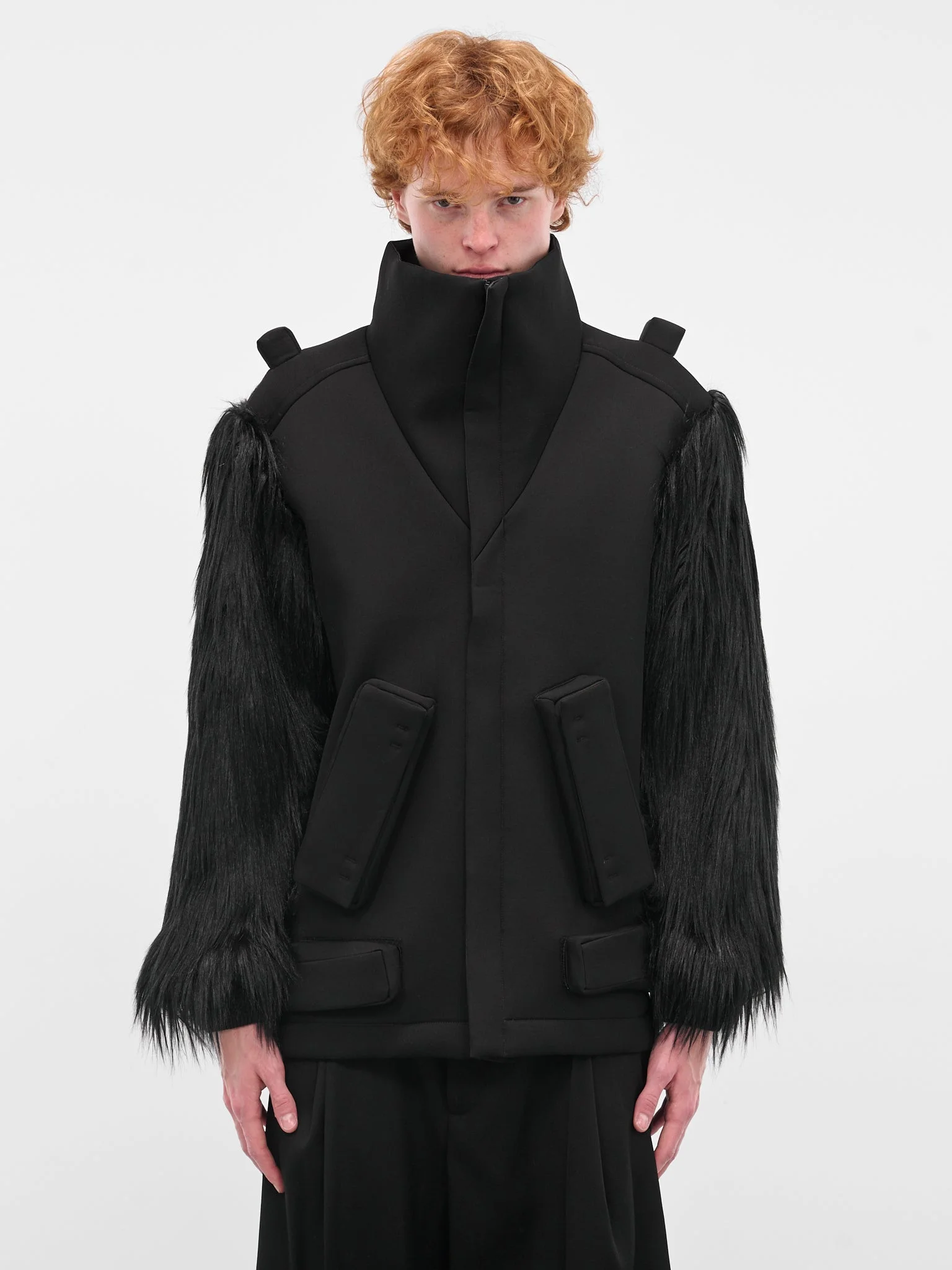 Black UFO Fur 3D Jacket - 1