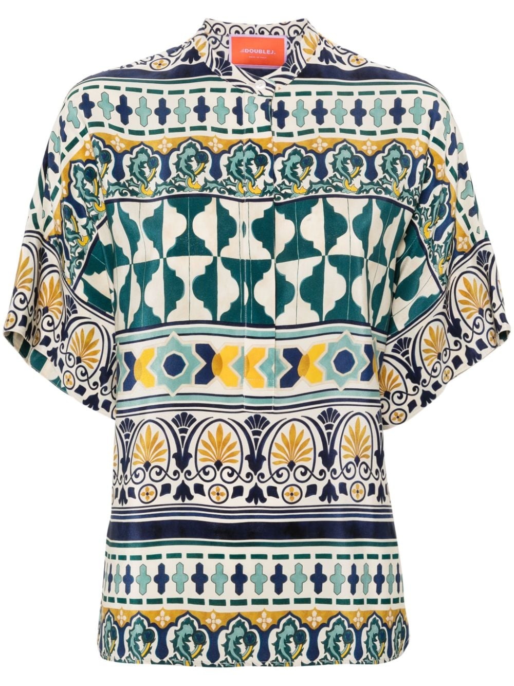 geometric-pattern silk shirt - 1