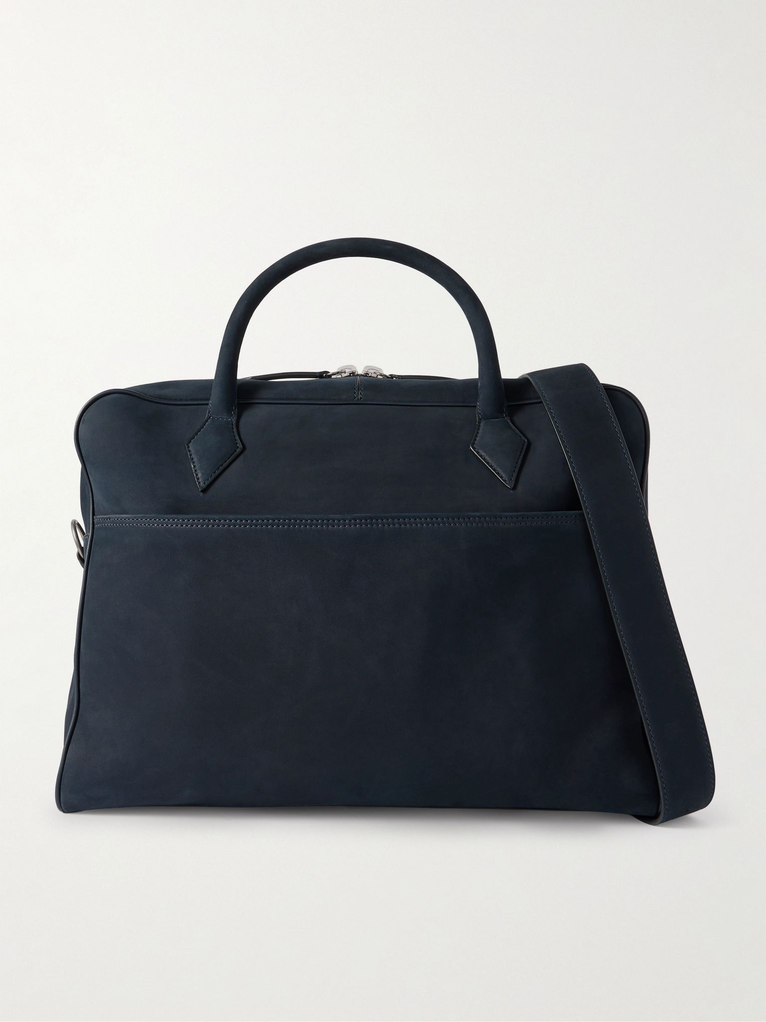 Closer All Day Leather-Trimmed Nubuck Briefcase Navy - 1