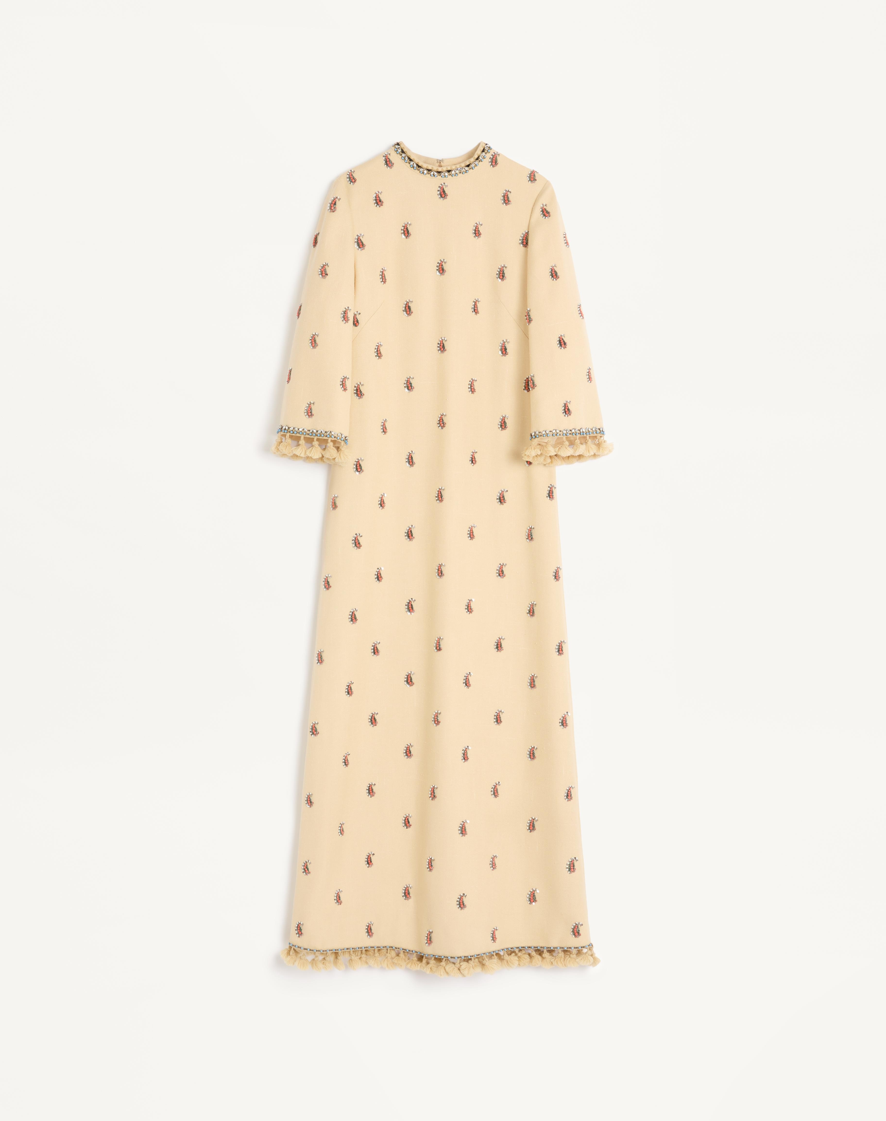 LONG DRESS IN EMBROIDERED RUSTIK SILK - 1