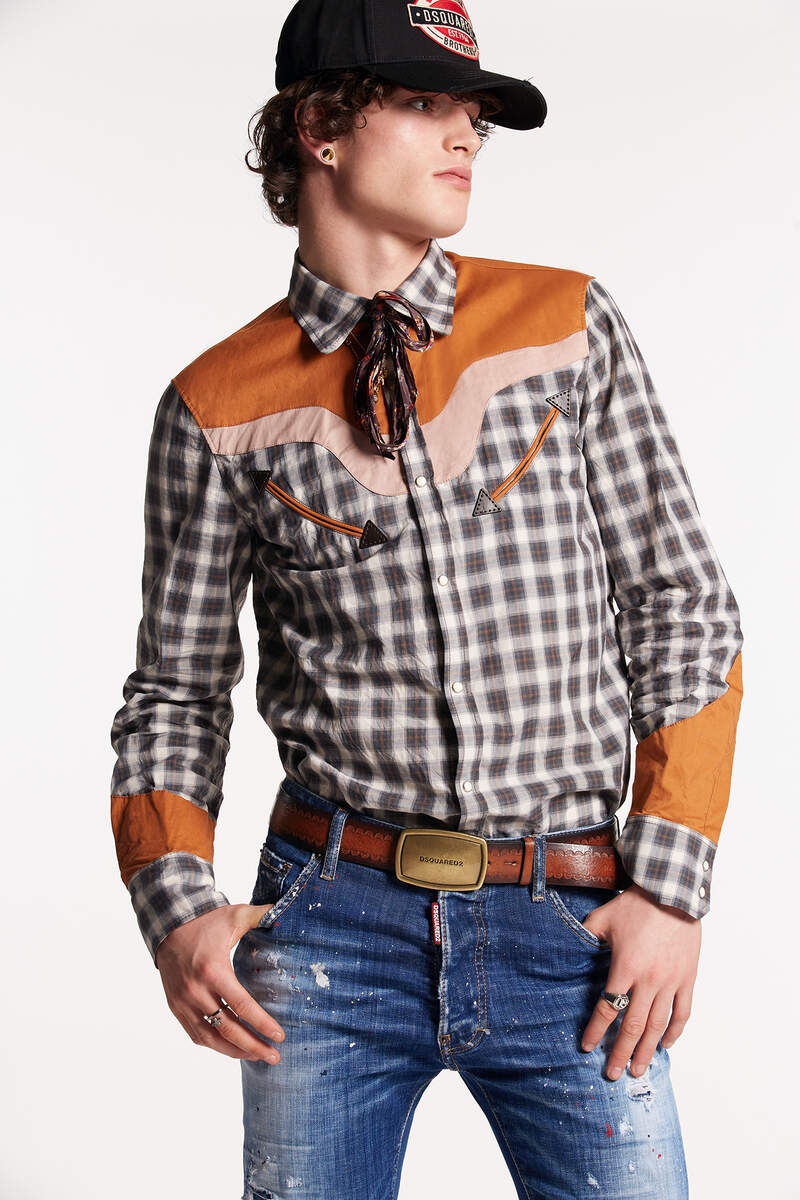 CHECKED COTTON WESTERN SHIRT - 1