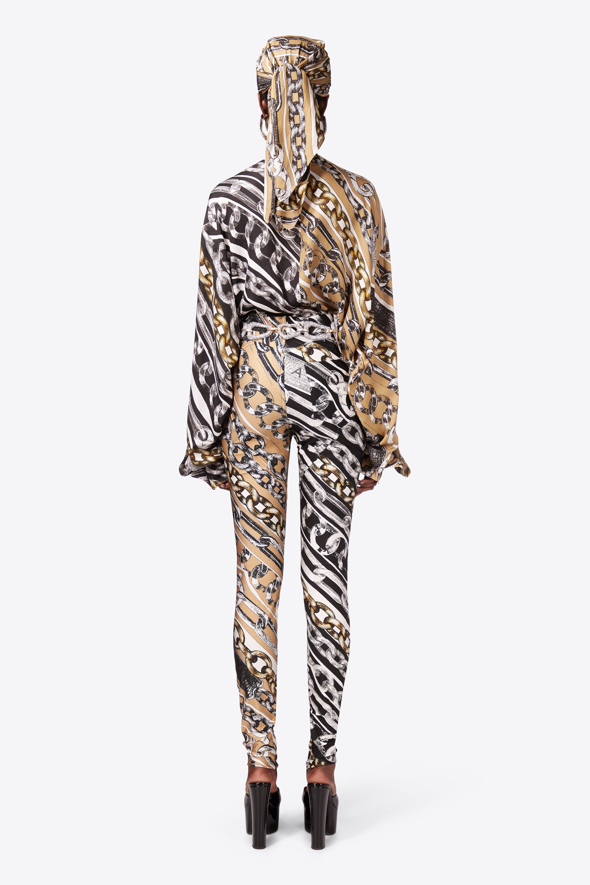 CHAIN PRINTED CRYSTAL LINK BLOUSE - 5
