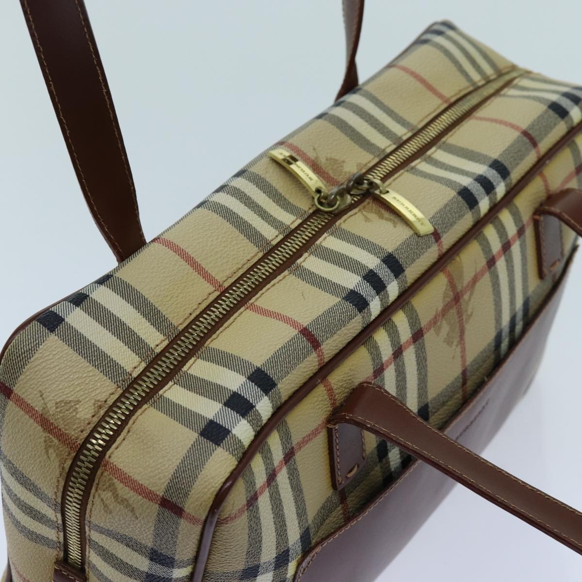 Burberry Nova Check Shoulder Bag Pvc Leather Beige - 6