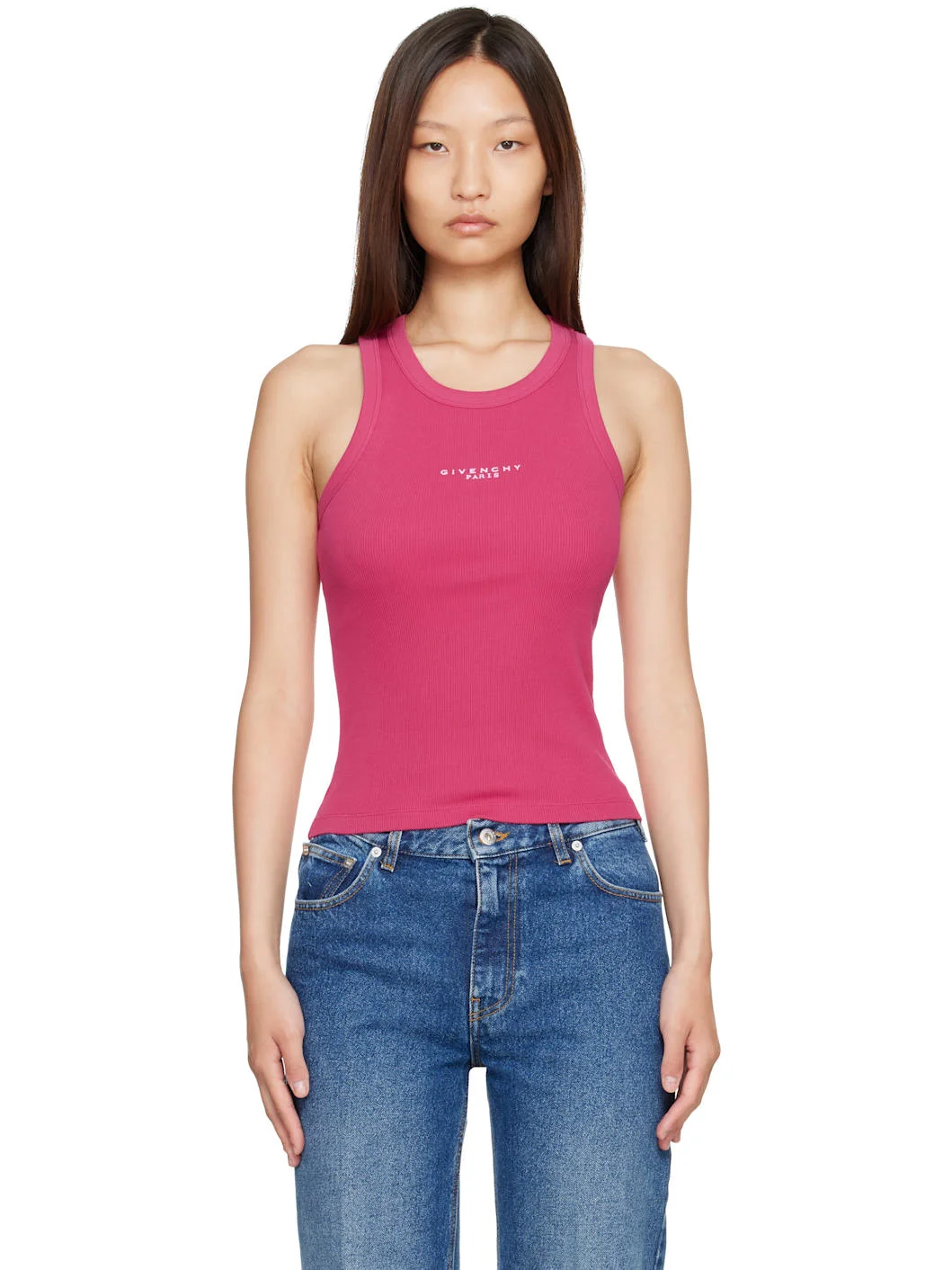 Pink Slim Fit 'Givenchy Paris' Tank Top - 1