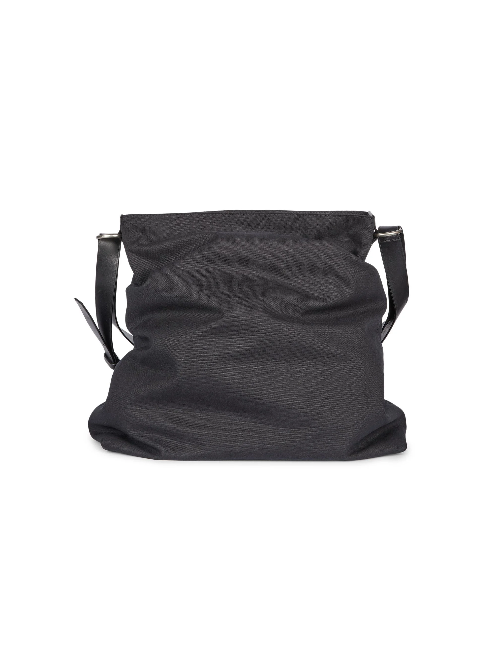 Men's Cotton & Leather Tote Bag - Black - 1