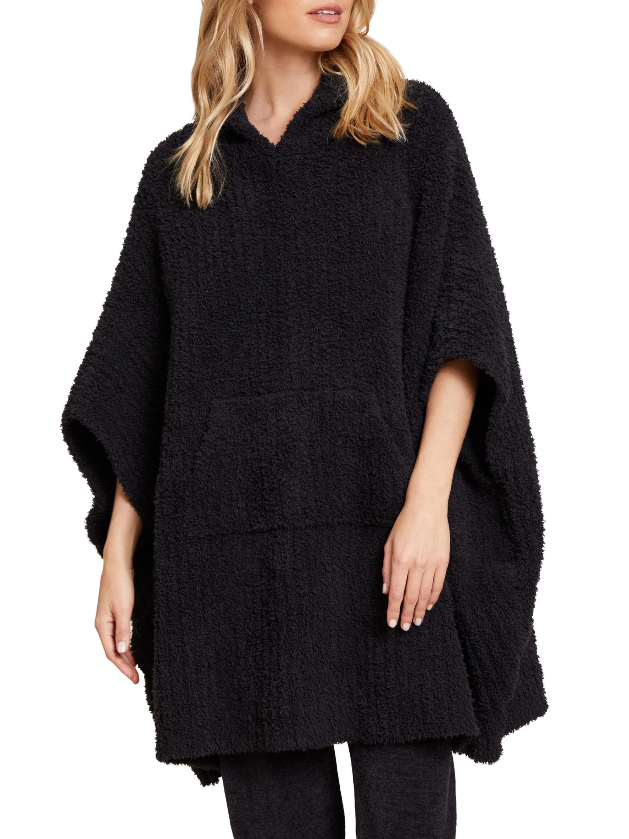 Women's The Cozy Kangaroo Poncho - Black - 1