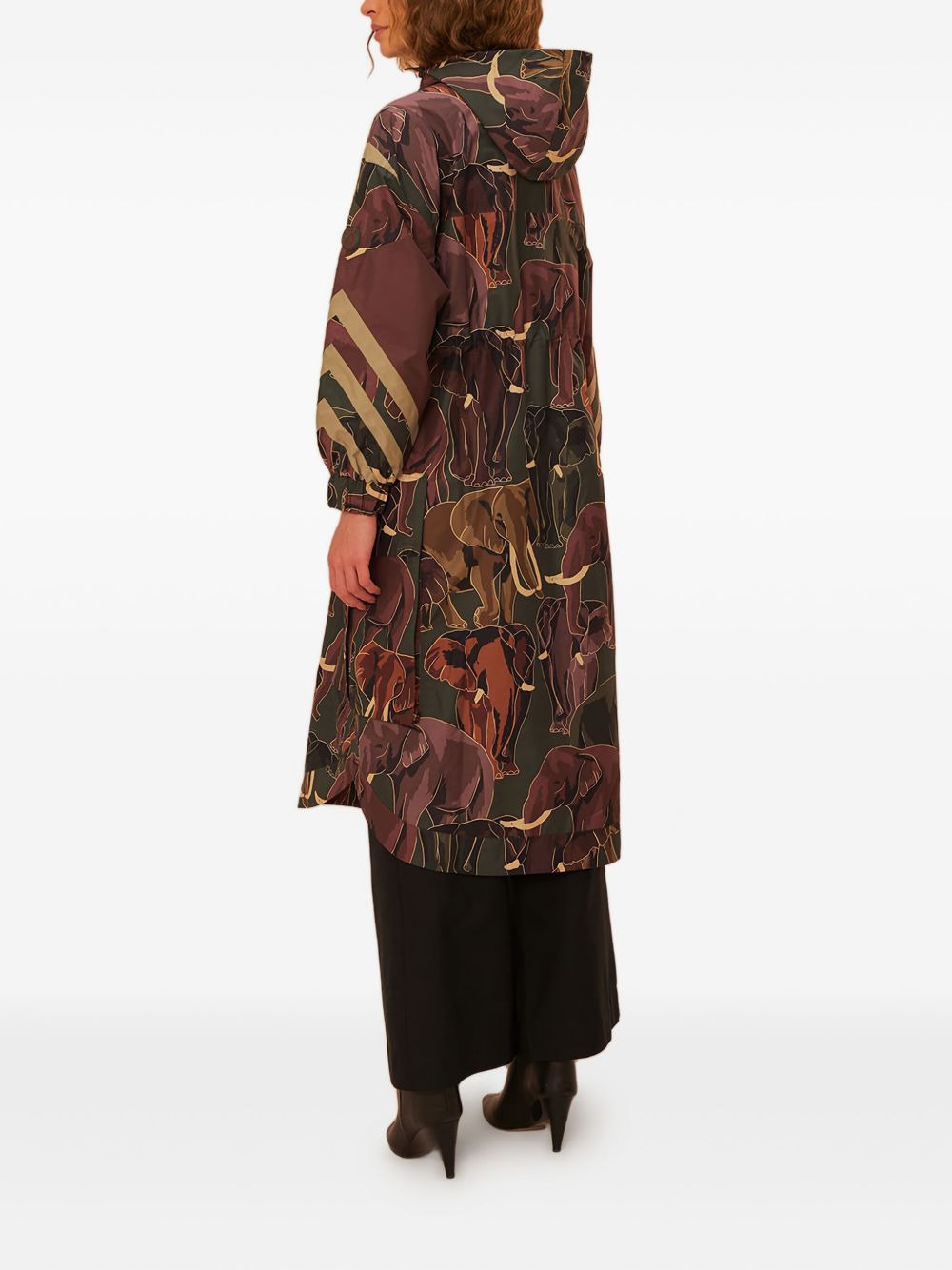 elephant-print hooded coat - 3