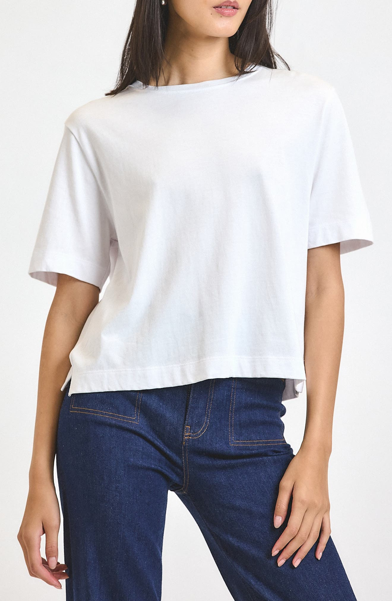 Derek Lam 10 Crosby Miranda Boxy Cotton T-Shirt in White at Nordstrom - 1