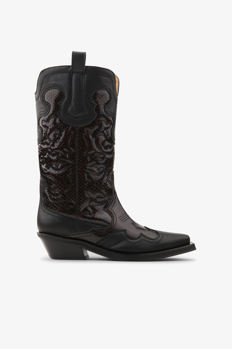 MID SHAFT EMBROIDERED WESTERN BOOTS IN BURGUNDY 1