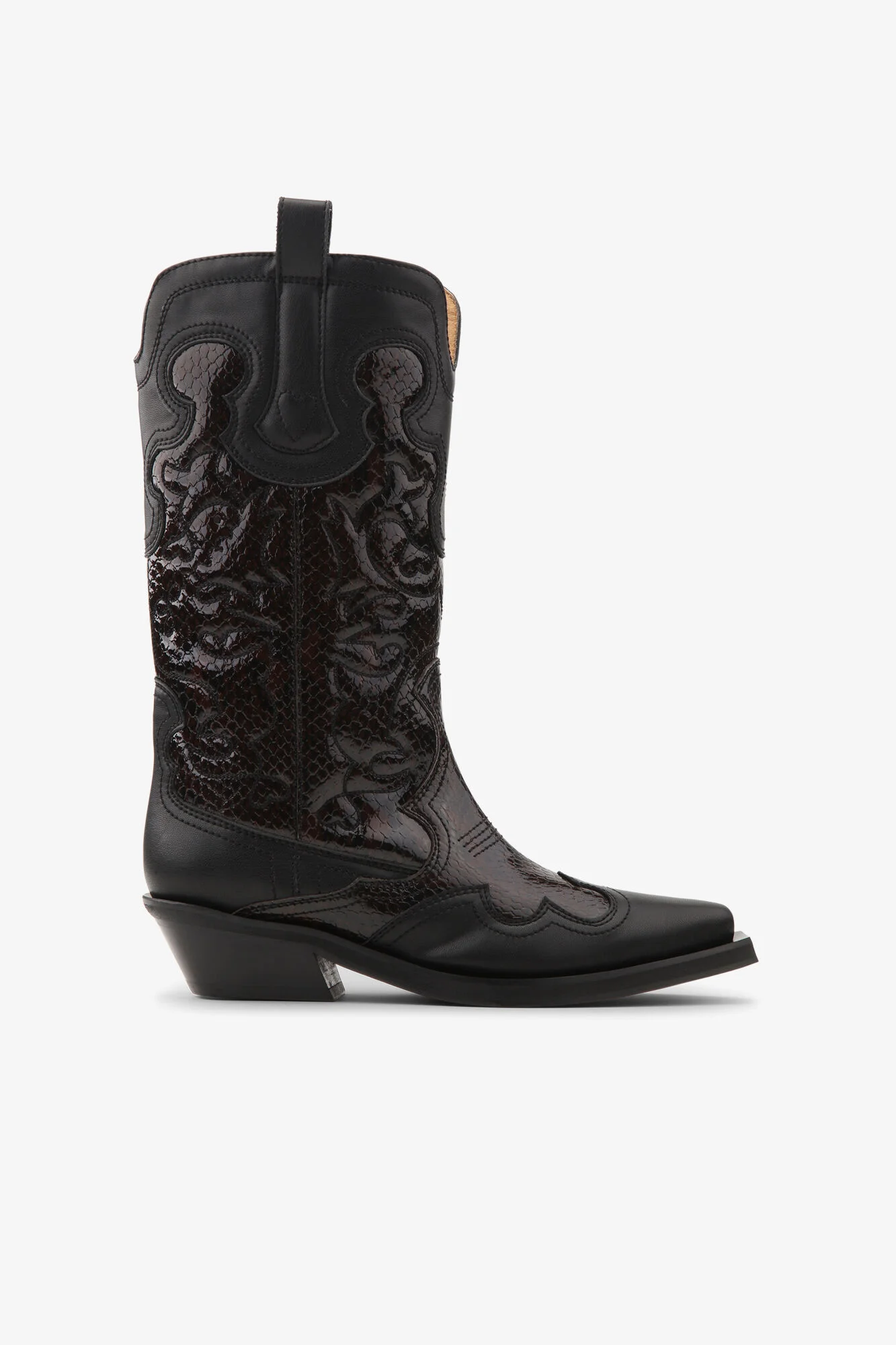 MID SHAFT EMBROIDERED WESTERN BOOTS IN BURGUNDY - 1