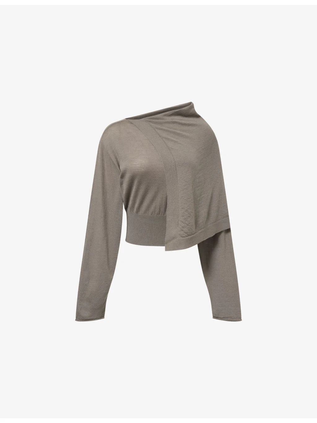 Draped Scarf Long-Sleeve Wool Jumper - 1