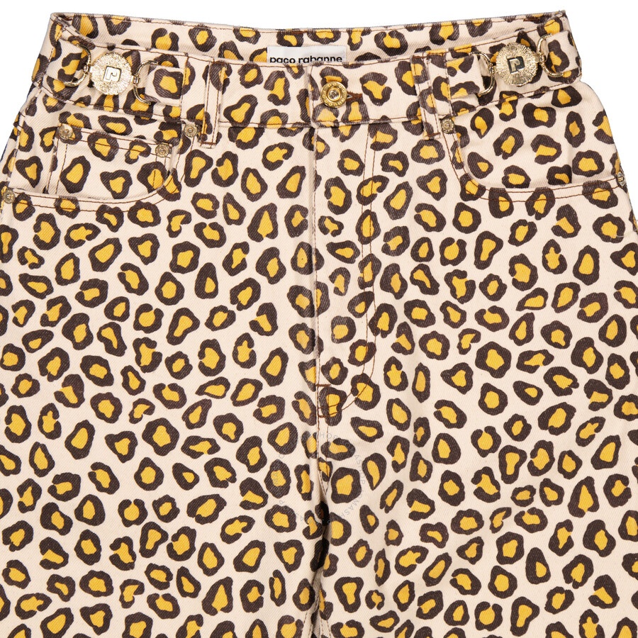 Rabanne Leopard Natural Movida Printed Flared Jeans, Brand Size 36 (US Size 4) - 7