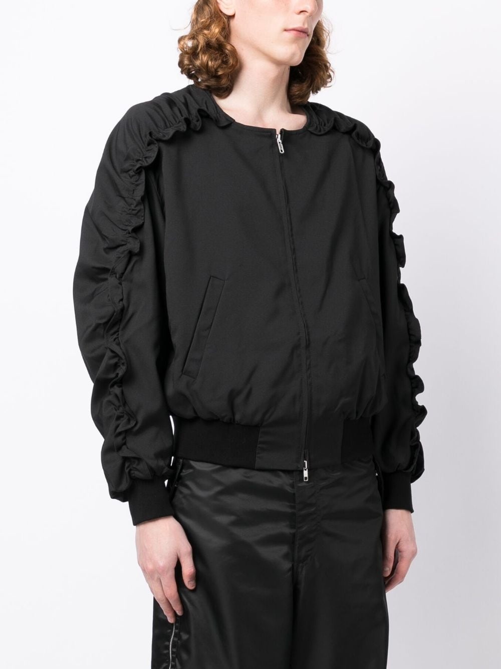 ruched zip-up bomber jacket - 3