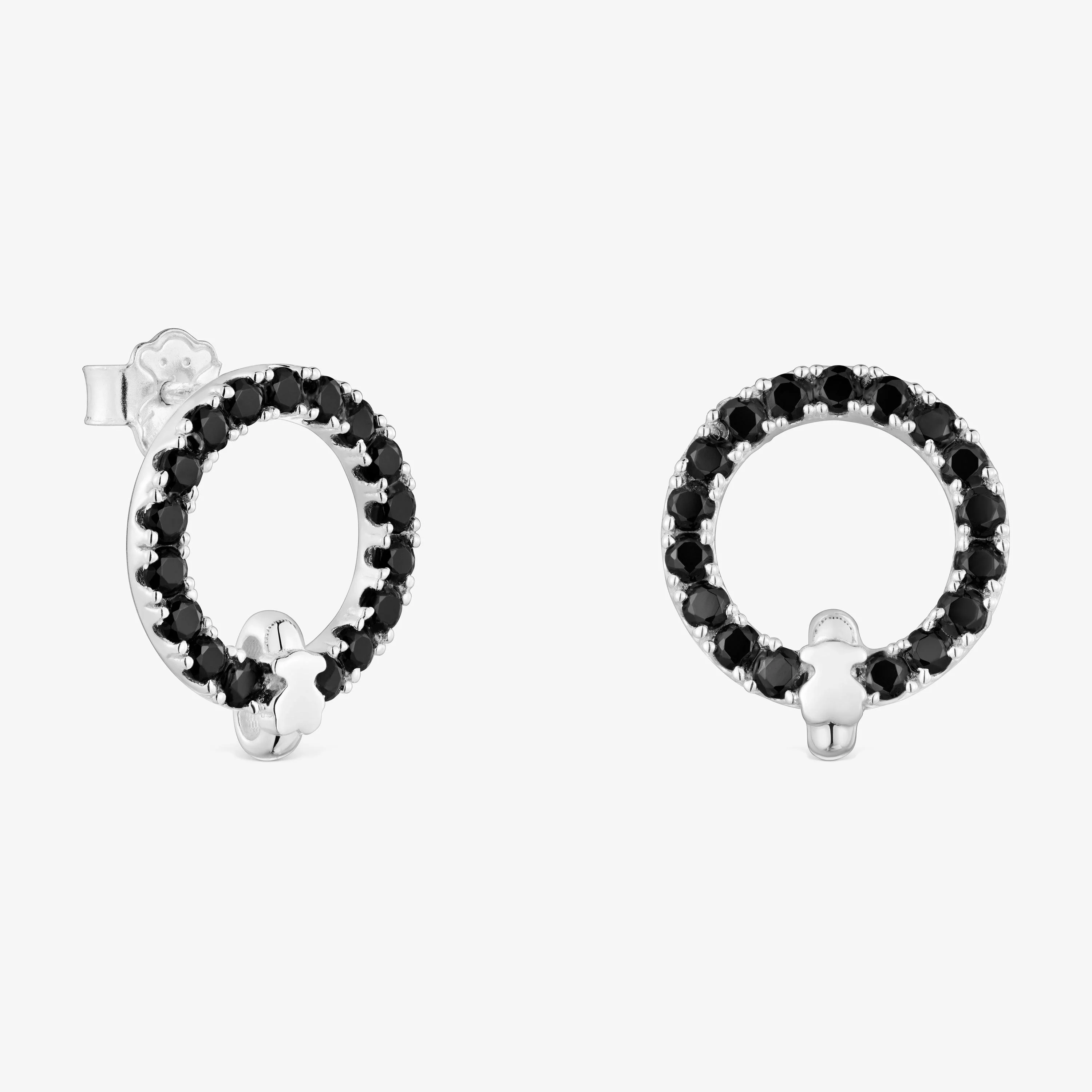 Silver Circle earrings with black spinel TOUS Straight - 1