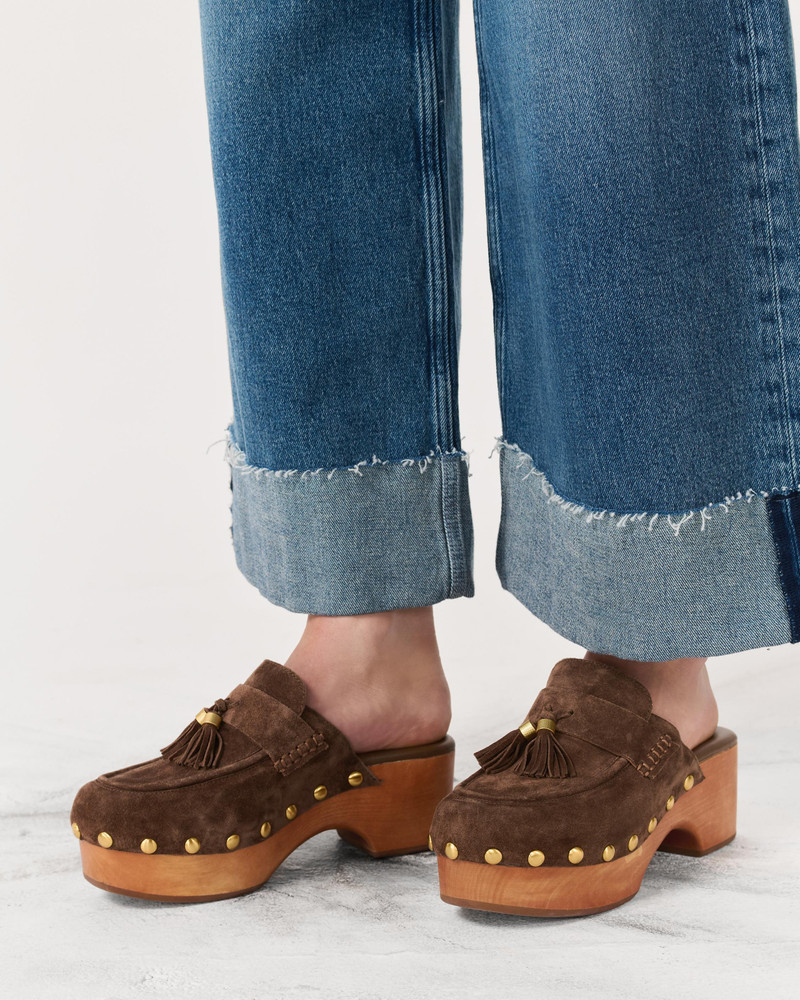 rag & bone Maisie Italian Suede Studded Platform Clogs outlook