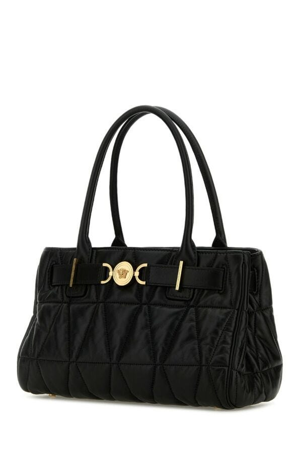 Versace Women Black Leather Medusa  95 Shopping Bag - 2