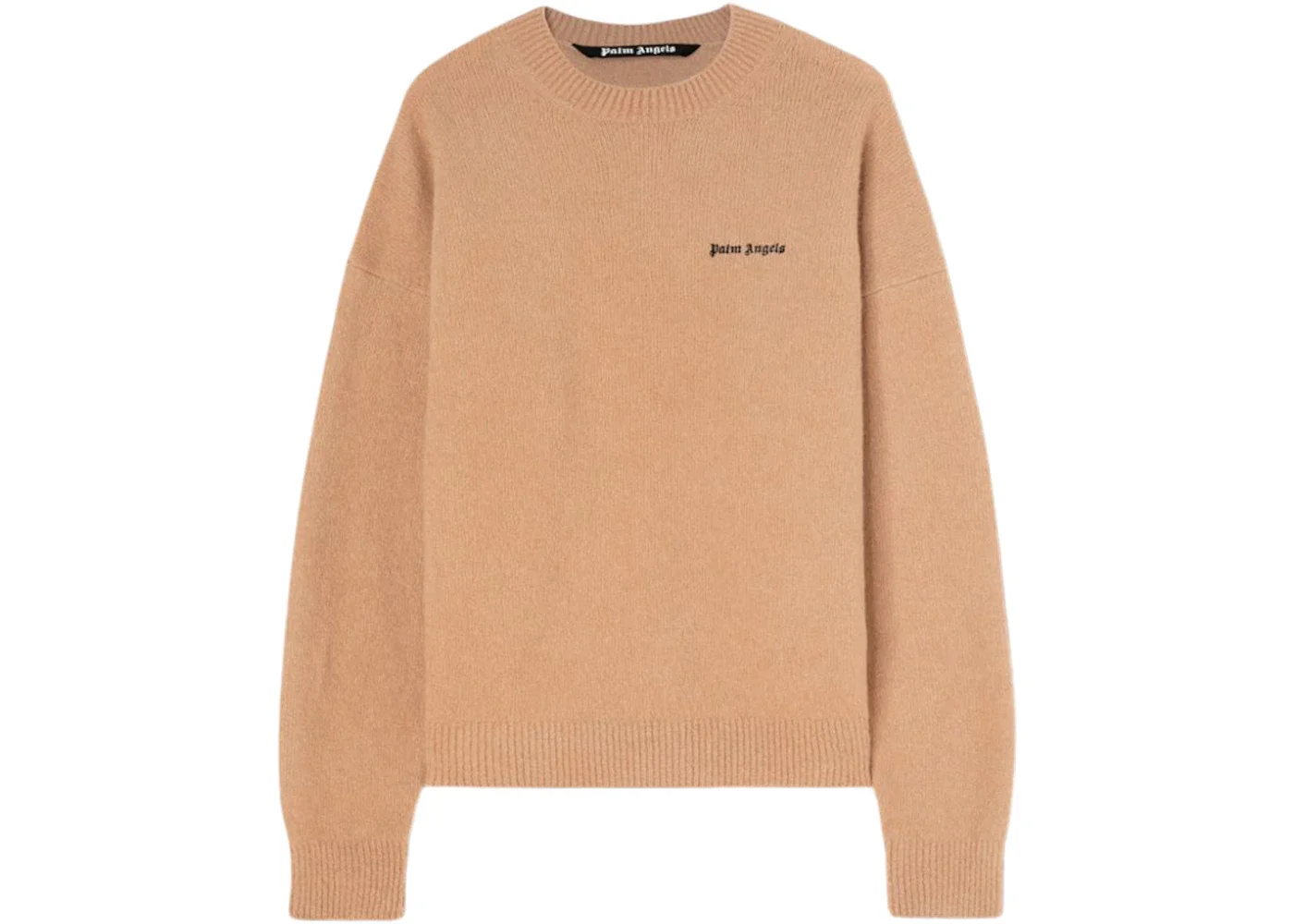 Palm Angels Logo-Embroidered Wool-Blend Jumper Camel Brown - 1