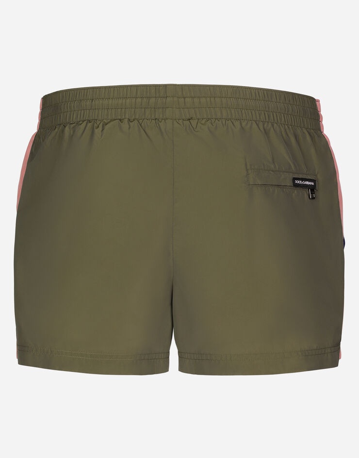 Short patchwork swim trunks with DG print - 2