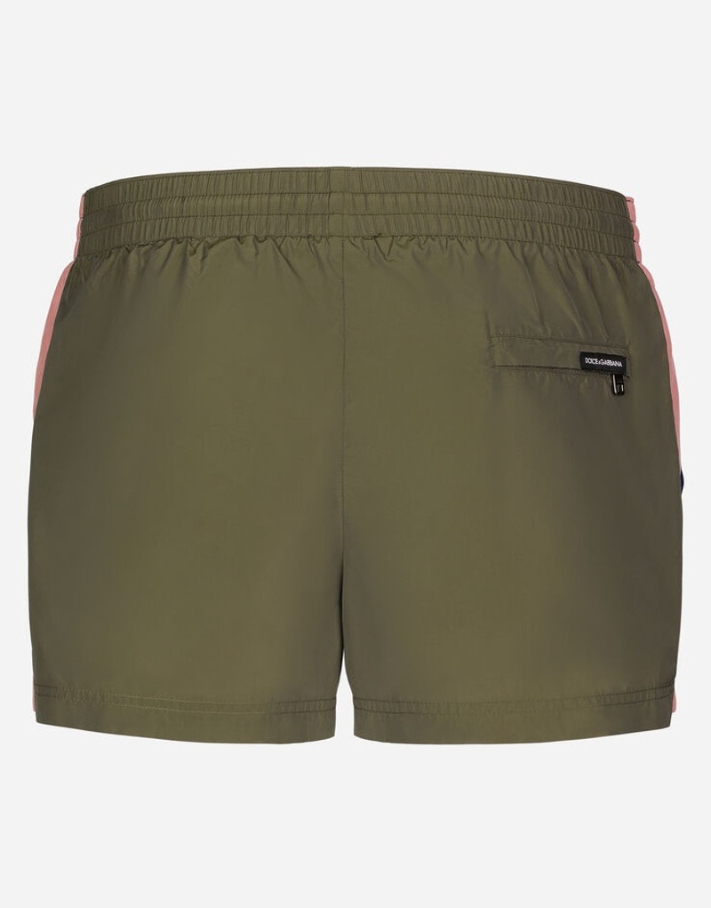 Dolce & Gabbana Short patchwork swim trunks with DG print outlook