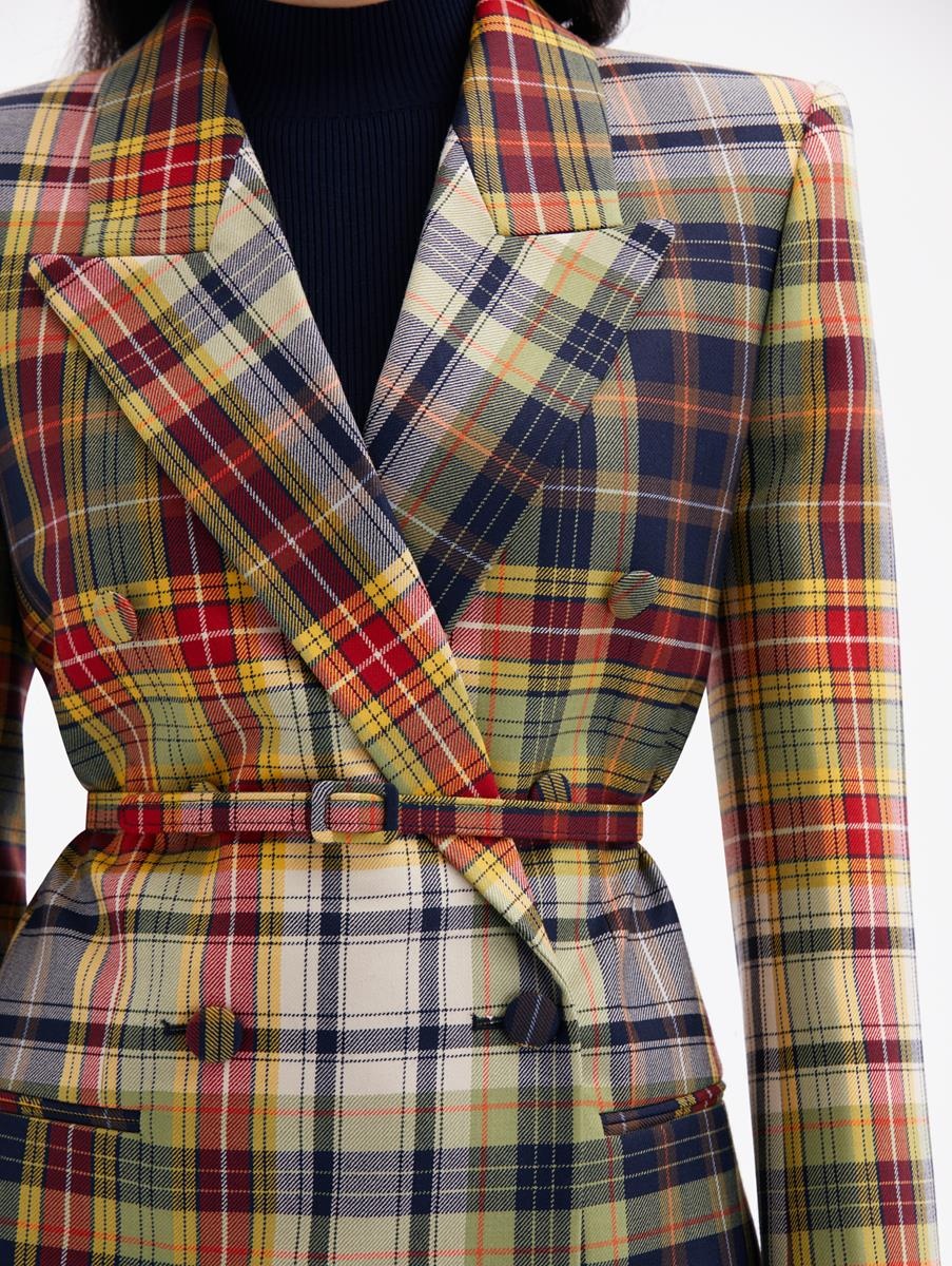 DOUBLE BREASTED PLAID JACKET - 4