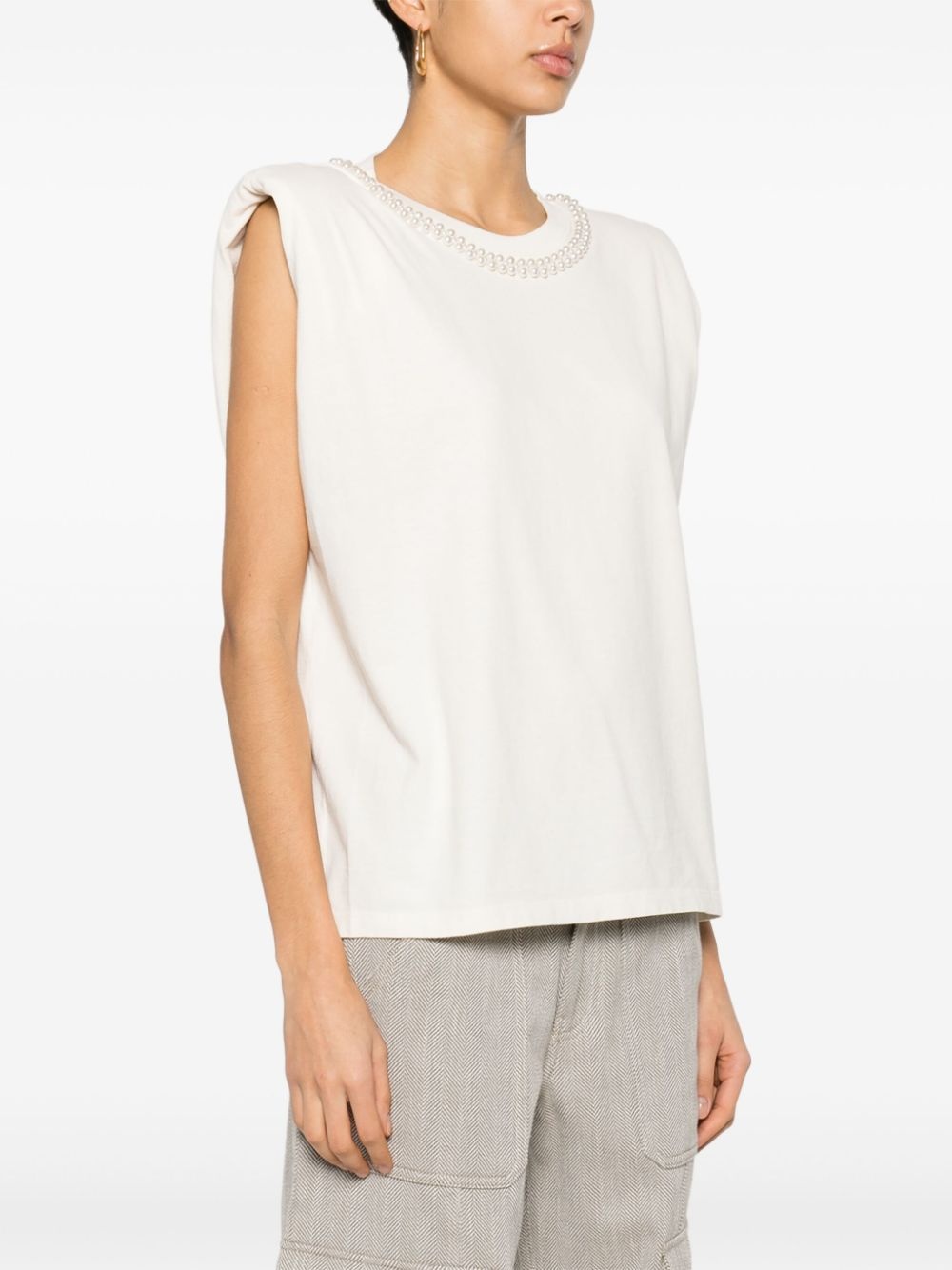 shoulder-pads sleeveless T-shirt - 3