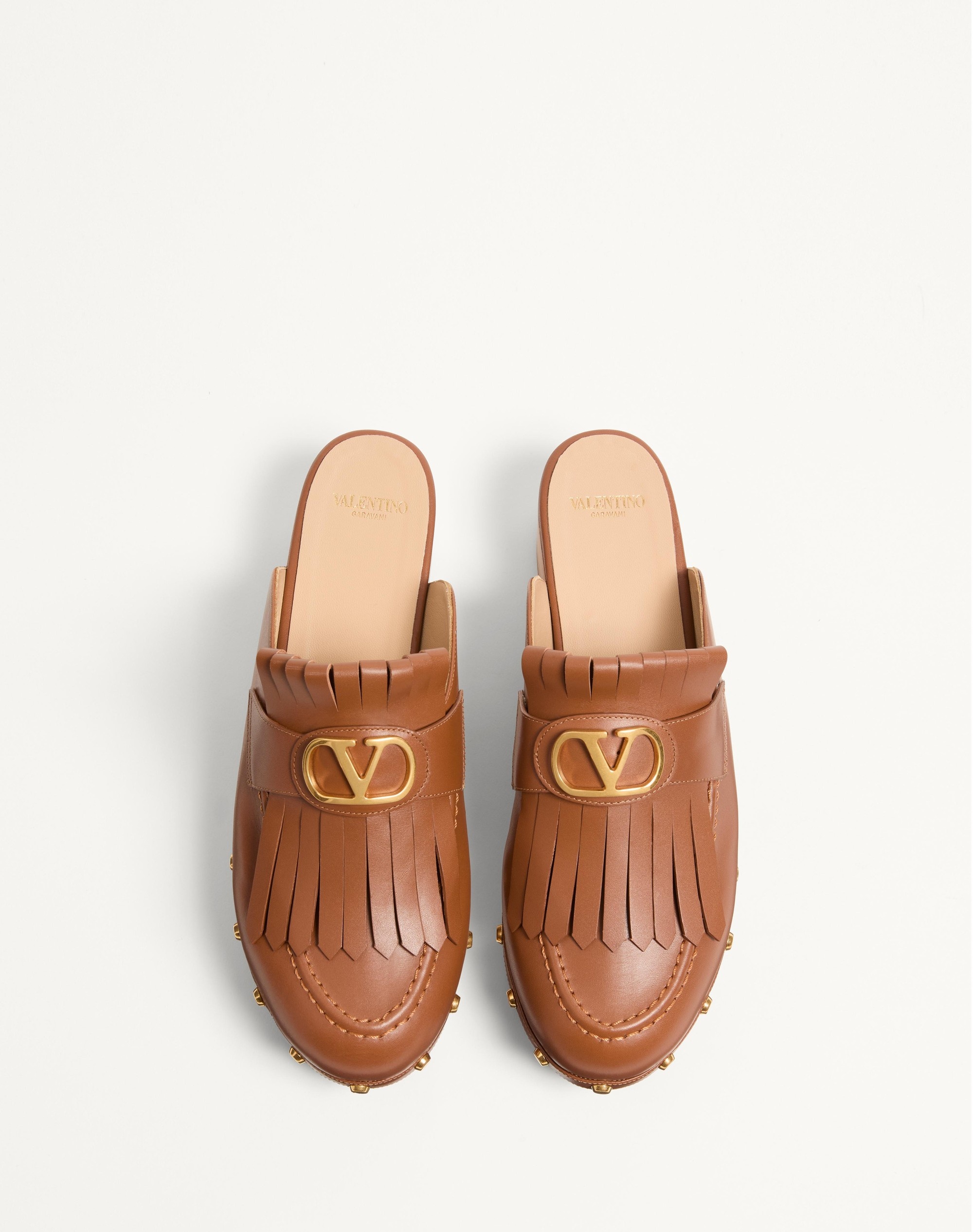 VLOGO SIGNATURE FRINGED CALFSKIN CLOG 45MM - 4