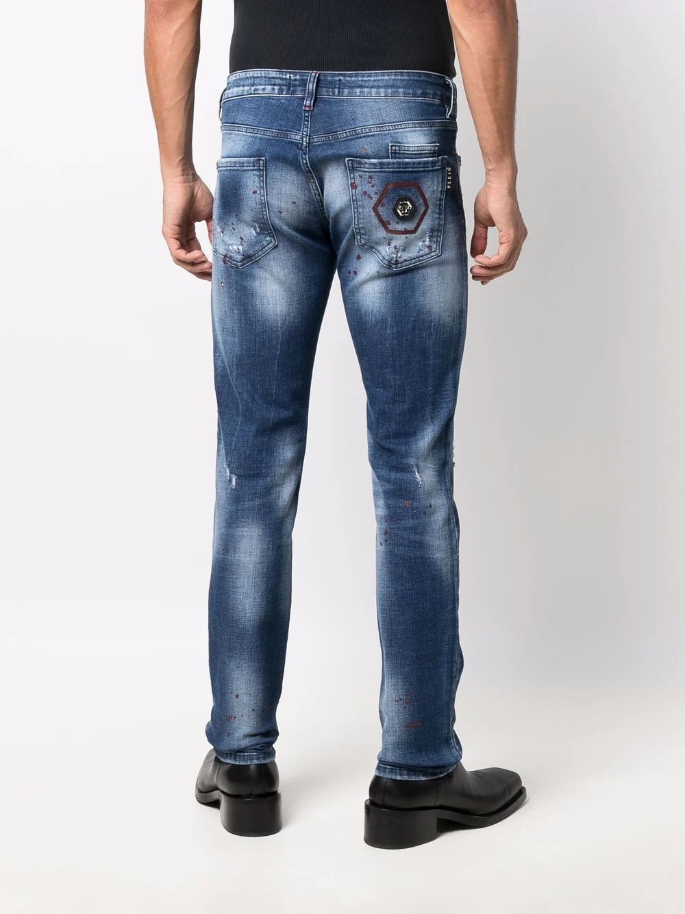 distressed straight-cut jeans - 4