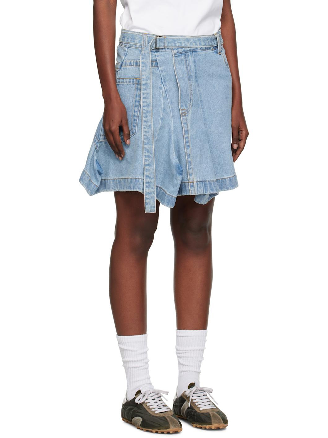 Blue Asymmetrical Denim Miniskirt - 2
