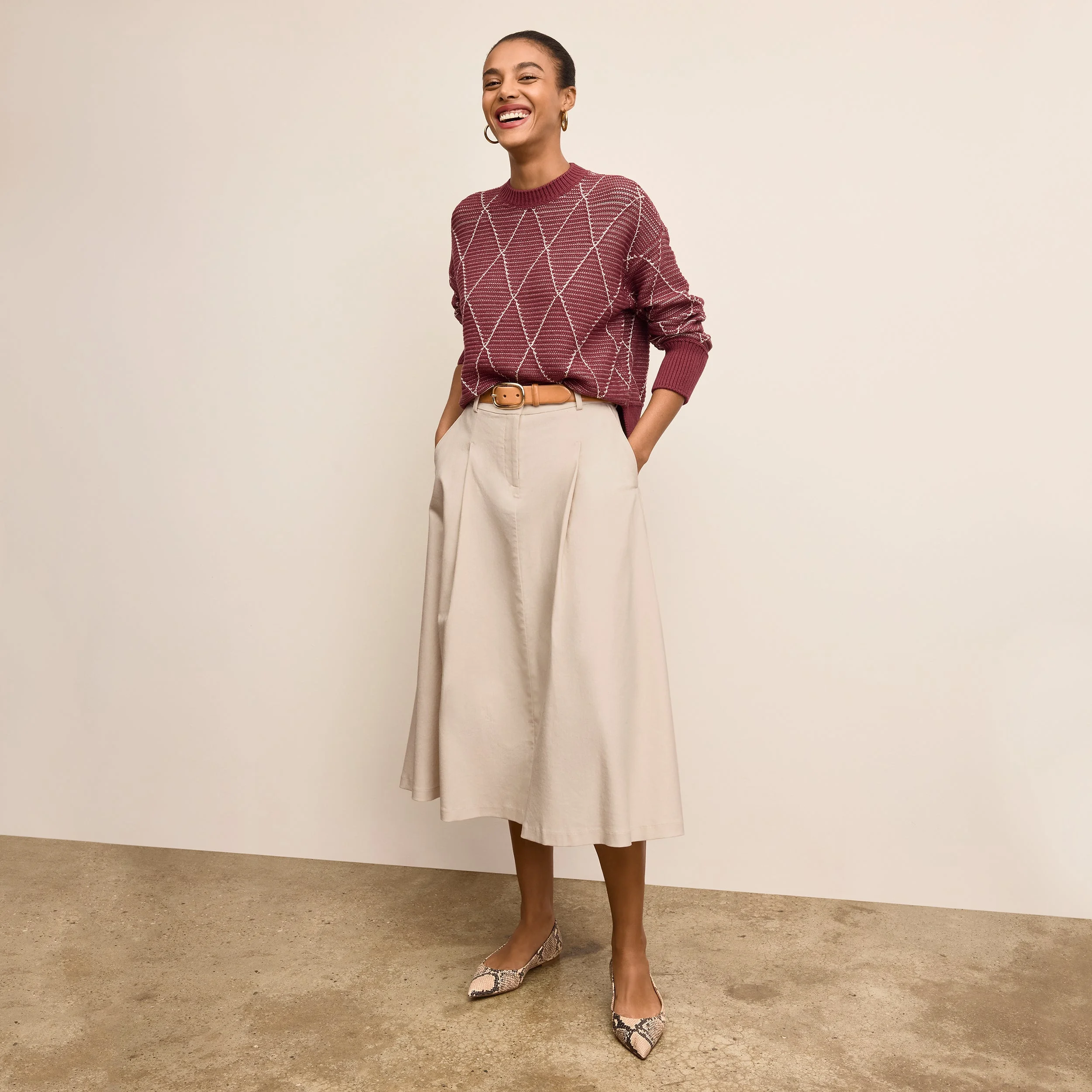 Maura Easy Luxury Sweater - Argyle Knit - 1