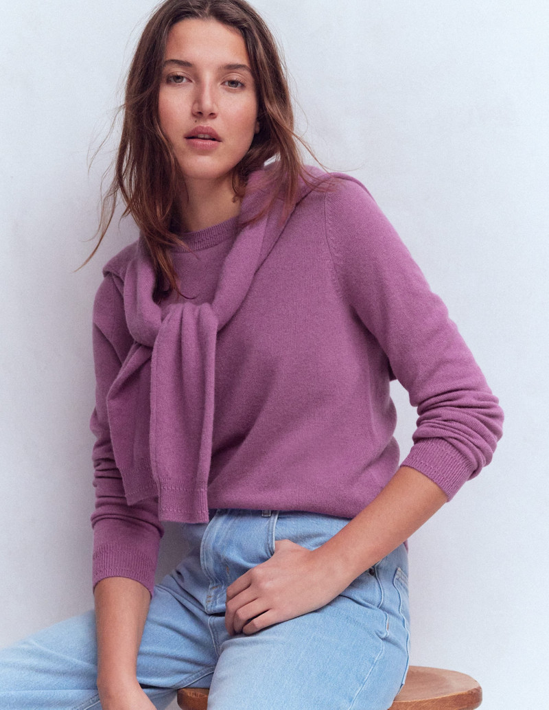 Eva Cashmere Crew Neck Sweater-Clover Purple 1