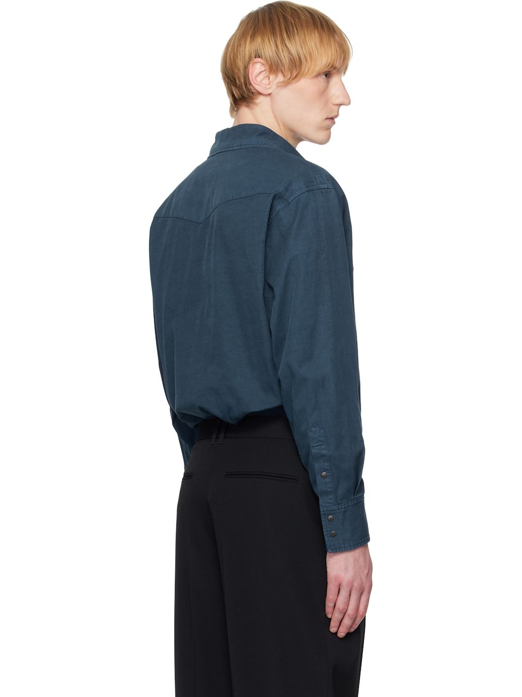 Blue Product Dyed Finx Gabardine Western Shirt - 3