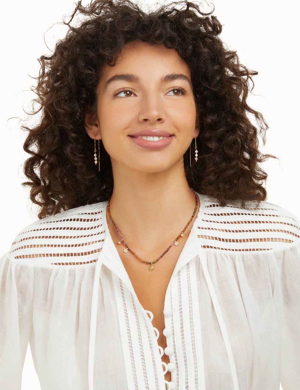BEADED THREAD THROUGH EARRINGS - 4