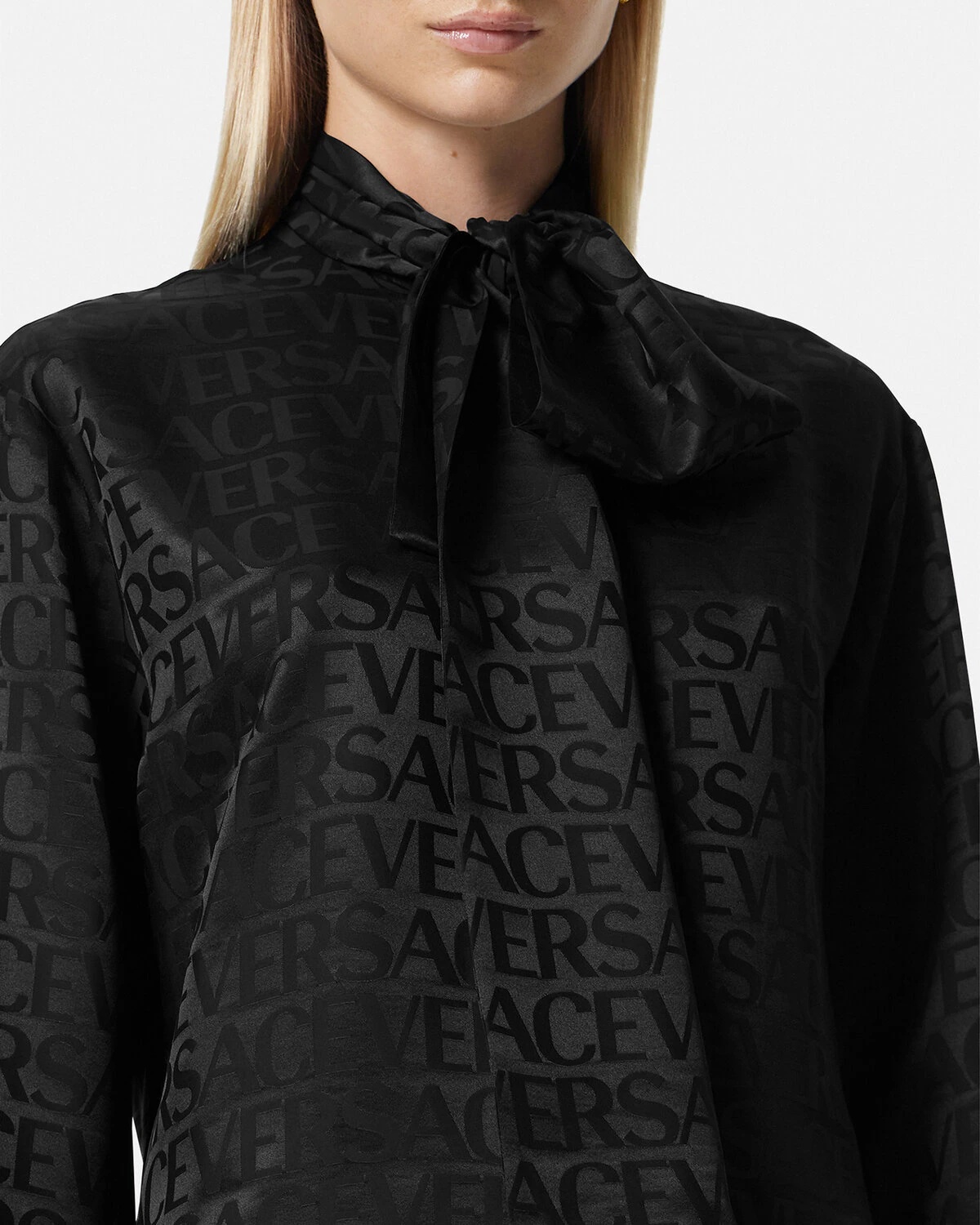 Versace Allover Scarf-Tie Shirt - 3