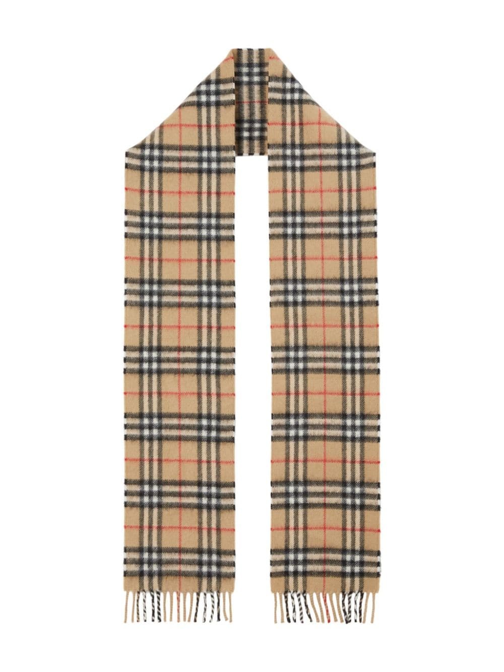 checkered fringed cashmere scarf - 4