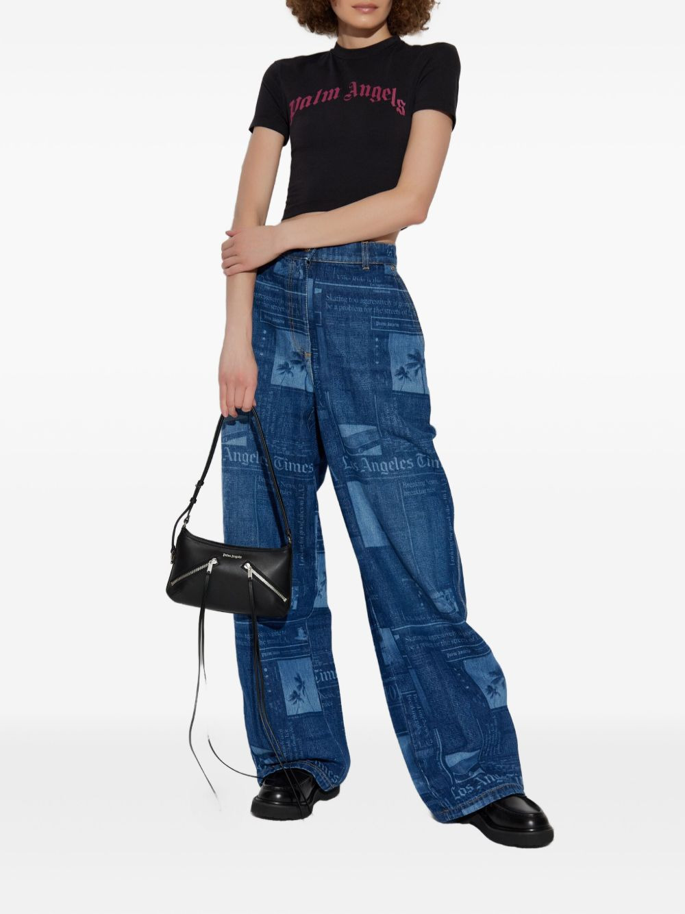logo-print cropped T-shirt - 2