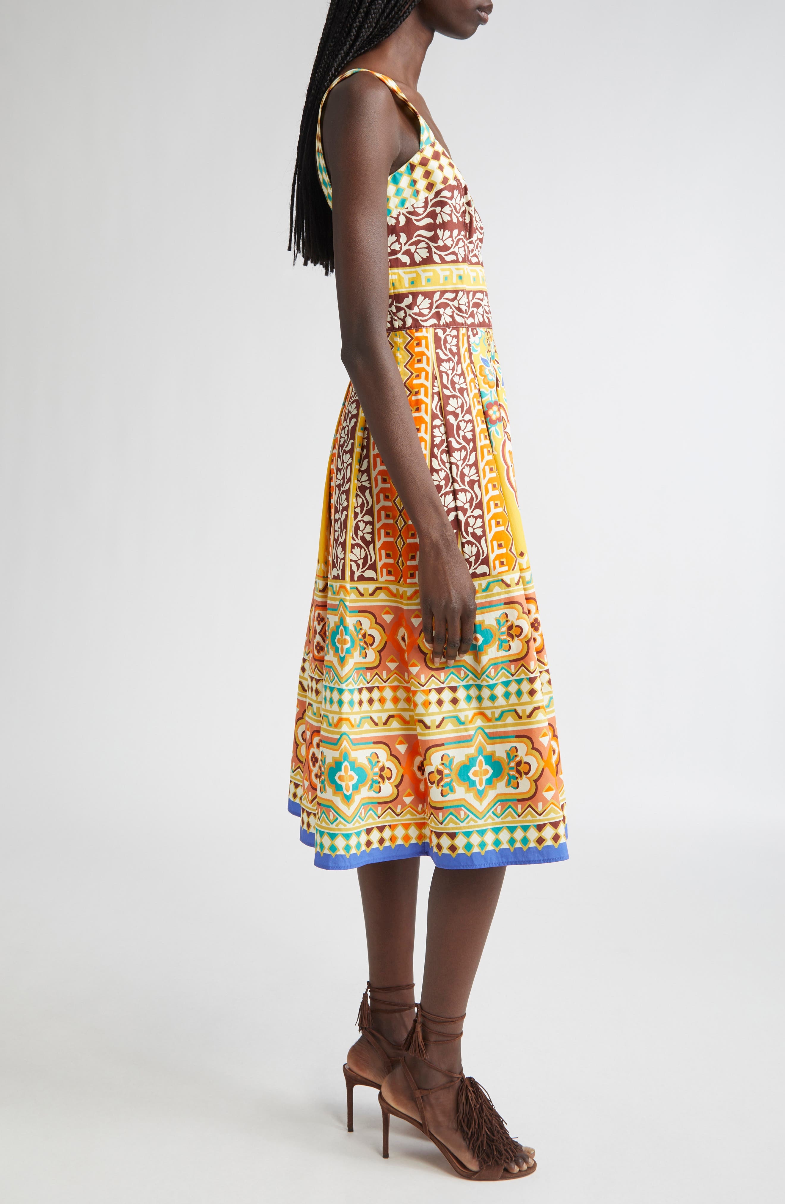 Etro Geo Floral Cotton Poplin Sundress in Printed Yellow Base at Nordstrom - 3