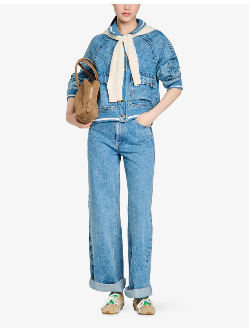 Sandro Wide-Leg Faded Denim Jeans outlook