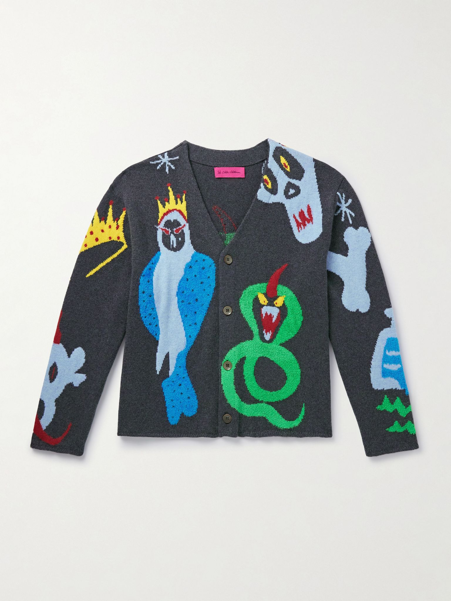 Mythical Creatures Jacquard-Knit Cashmere-Blend Cardigan Multi - 1