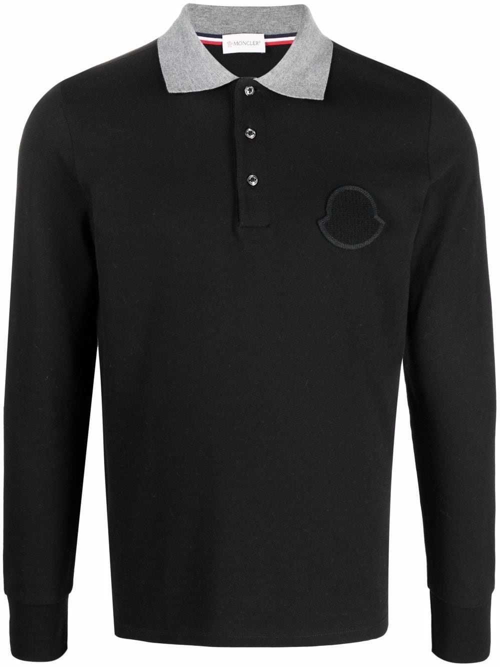 knitted logo-plaque long-sleeve polo shirt - 1